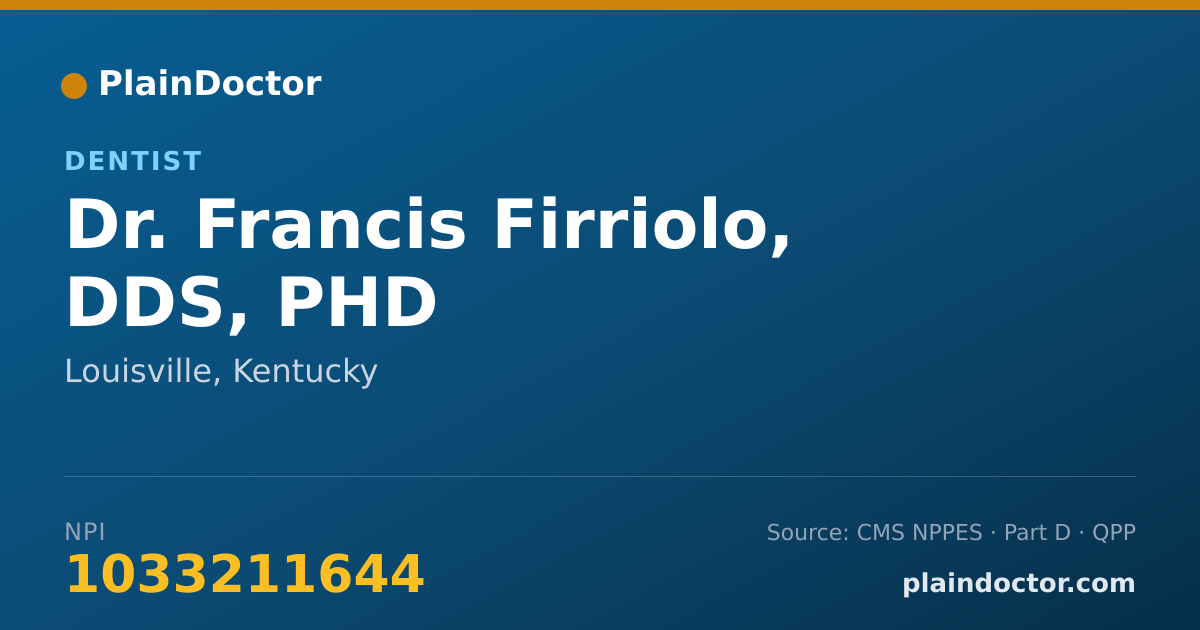 Shareable card for Francis Firriolo, DDS, PHD - Dentist, Louisville, KY