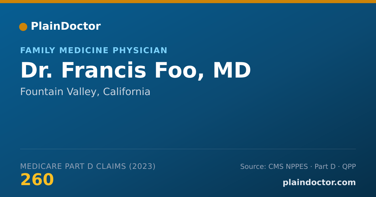 Shareable card for Francis Foo, MD - Family Medicine Physician, Fountain Valley, CA