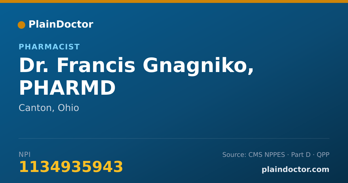 Shareable card for Francis Gnagniko, PHARMD - Pharmacist, Canton, OH
