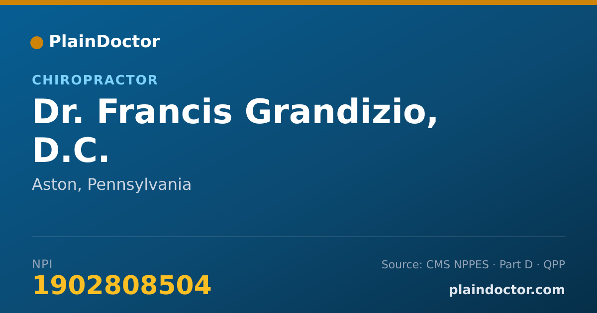 Shareable card for Francis Grandizio, D.C. - Chiropractor, Aston, PA