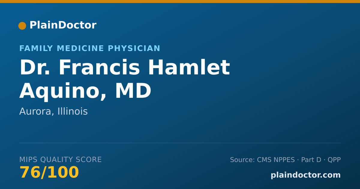 Shareable card for Francis Hamlet Aquino, MD - Family Medicine Physician, Aurora, IL