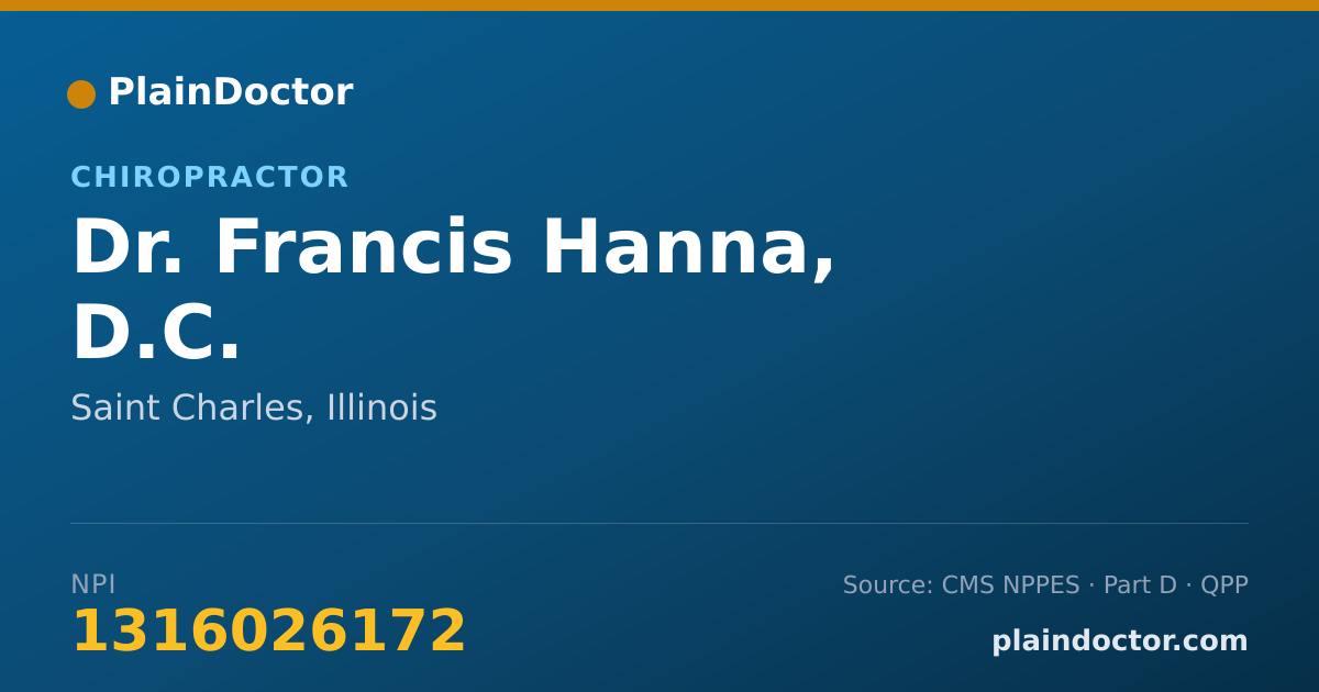 Shareable card for Francis Hanna, D.C. - Chiropractor, Saint Charles, IL