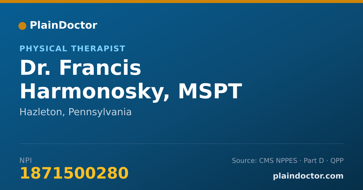 Shareable card for Francis Harmonosky, MSPT - Physical Therapist, Hazleton, PA
