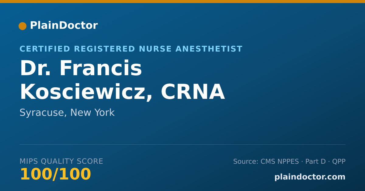 Shareable card for Francis Kosciewicz, CRNA - Certified Registered Nurse Anesthetist, Syracuse, NY