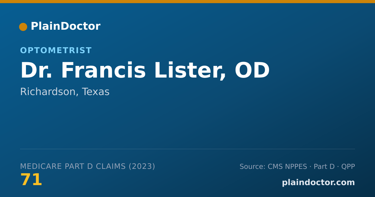 Shareable card for Francis Lister, OD - Optometrist, Richardson, TX