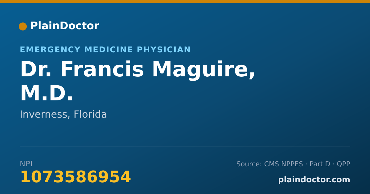 Shareable card for Francis Maguire, M.D. - Emergency Medicine Physician, Inverness, FL