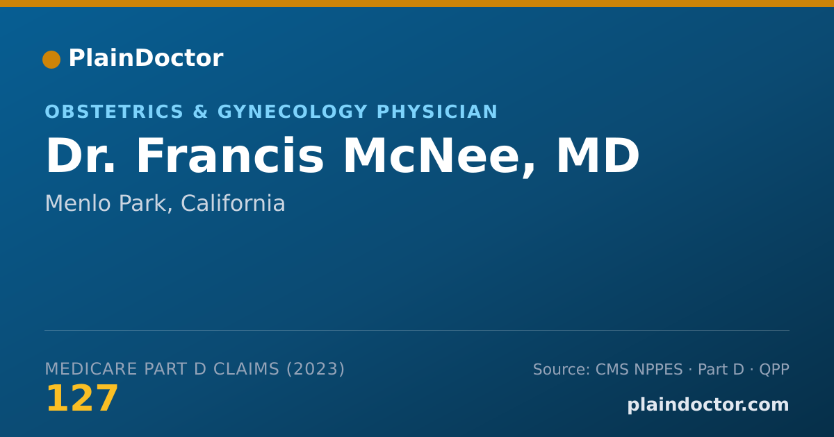Shareable card for Francis McNee, MD - Obstetrics & Gynecology Physician, Menlo Park, CA