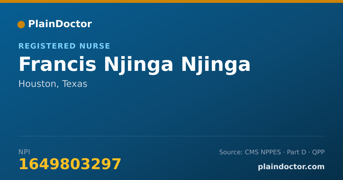 Shareable card for Francis Njinga Njinga - Registered Nurse, Houston, TX