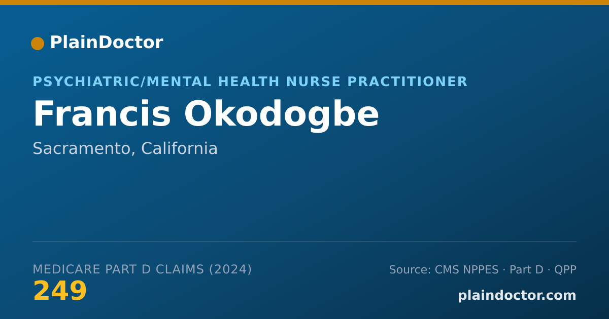 Shareable card for Francis Okodogbe - Psychiatric/Mental Health Nurse Practitioner, Sacramento, CA