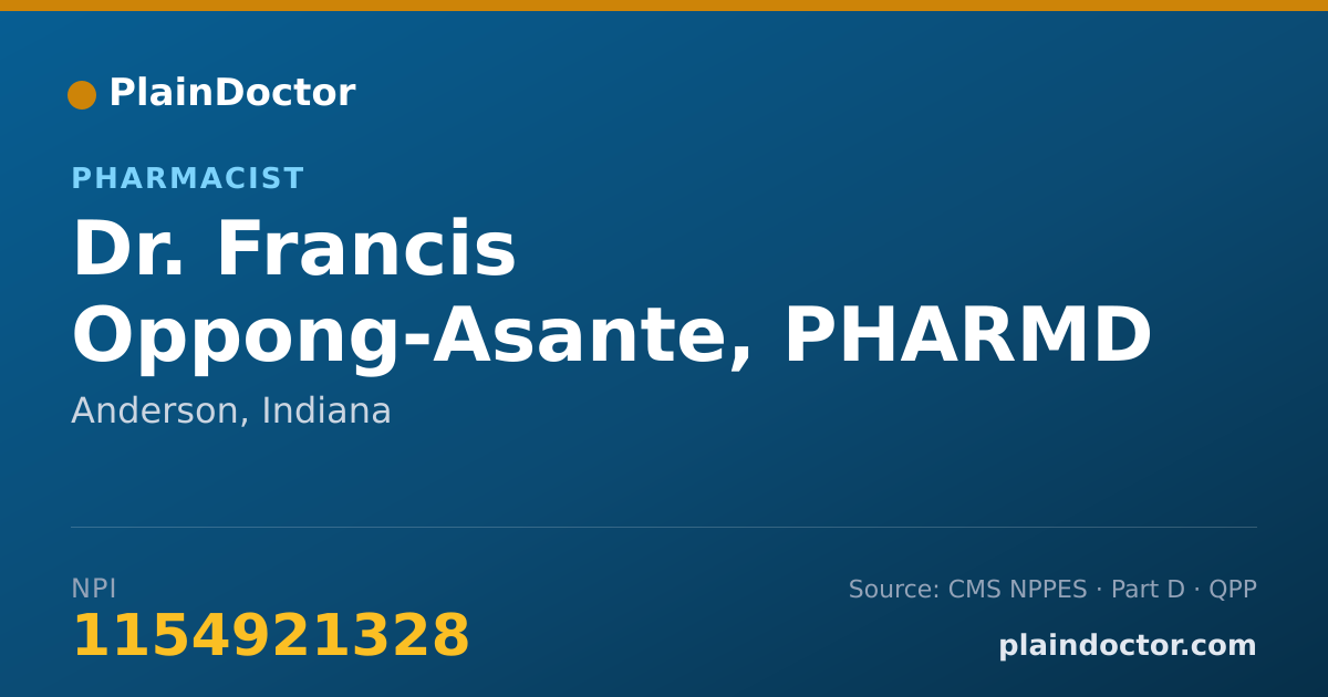 Shareable card for Francis Oppong-Asante, PHARMD - Pharmacist, Anderson, IN