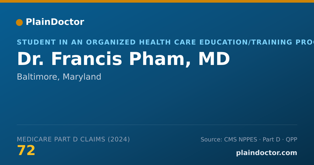 Shareable card for Francis Pham, MD - Student in an Organized Health Care Education/Training Program, Baltimore, MD