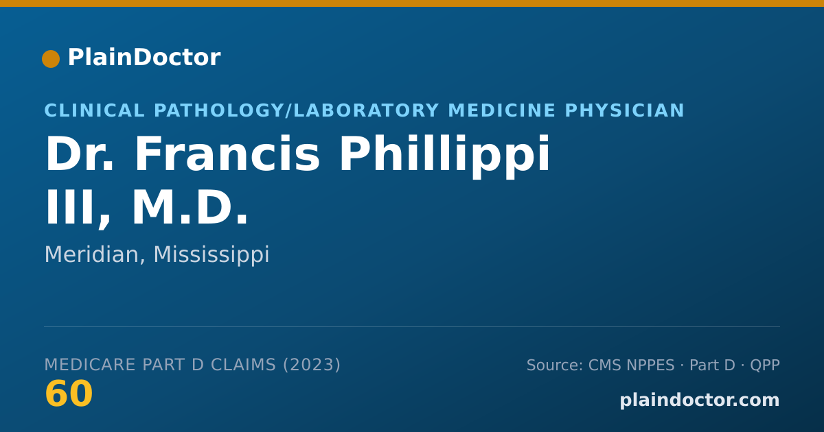 Shareable card for Francis Phillippi III, M.D. - Clinical Pathology/Laboratory Medicine Physician, Meridian, MS