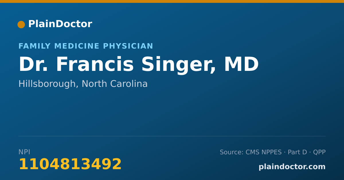 Shareable card for Francis Singer, MD - Family Medicine Physician, Hillsborough, NC