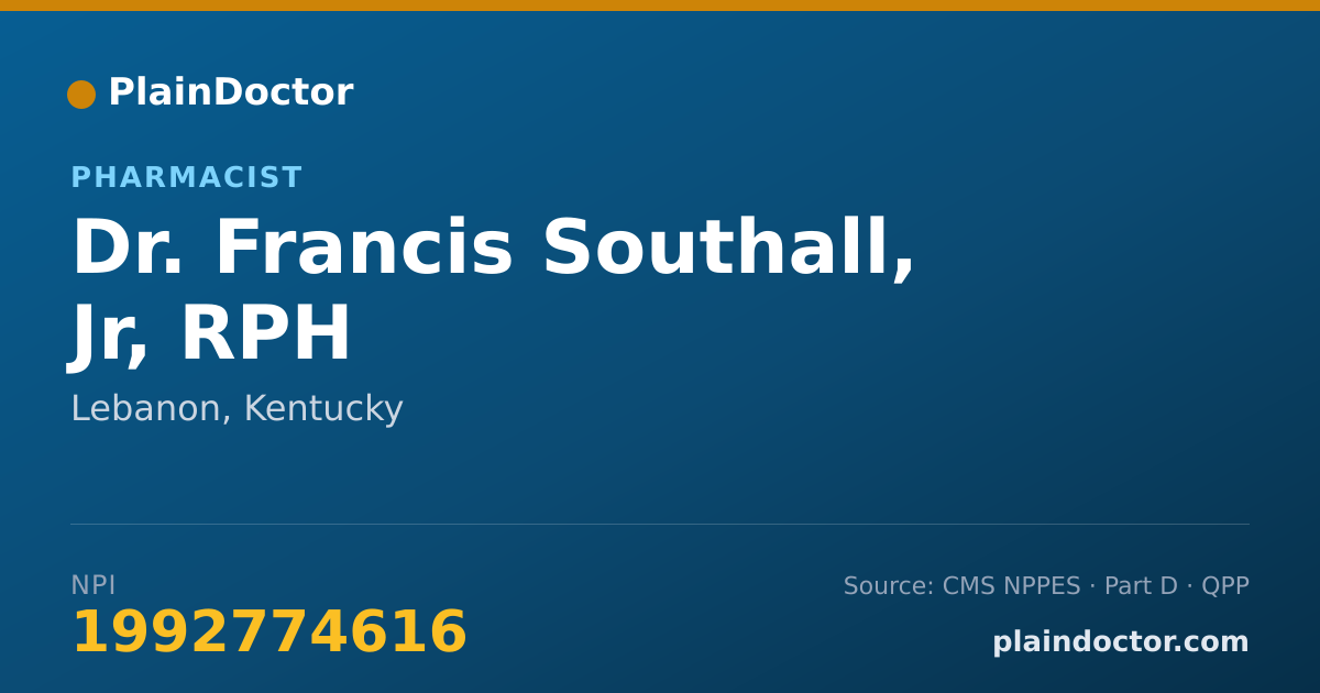 Shareable card for Francis Southall, Jr, RPH - Pharmacist, Lebanon, KY