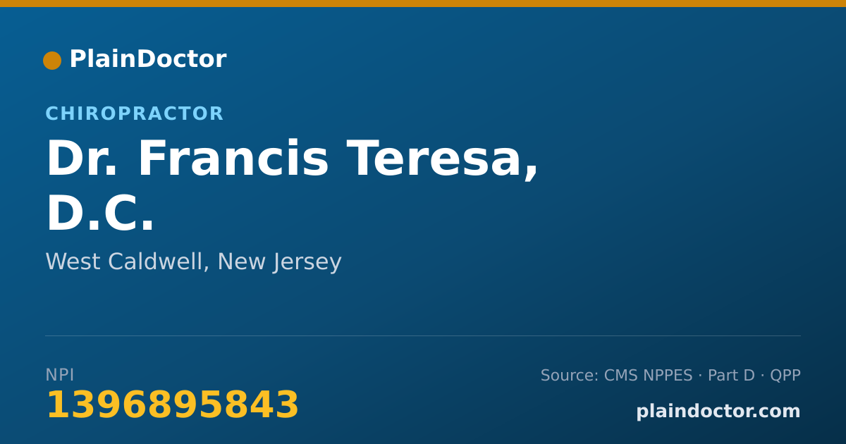 Shareable card for Francis Teresa, D.C. - Chiropractor, West Caldwell, NJ