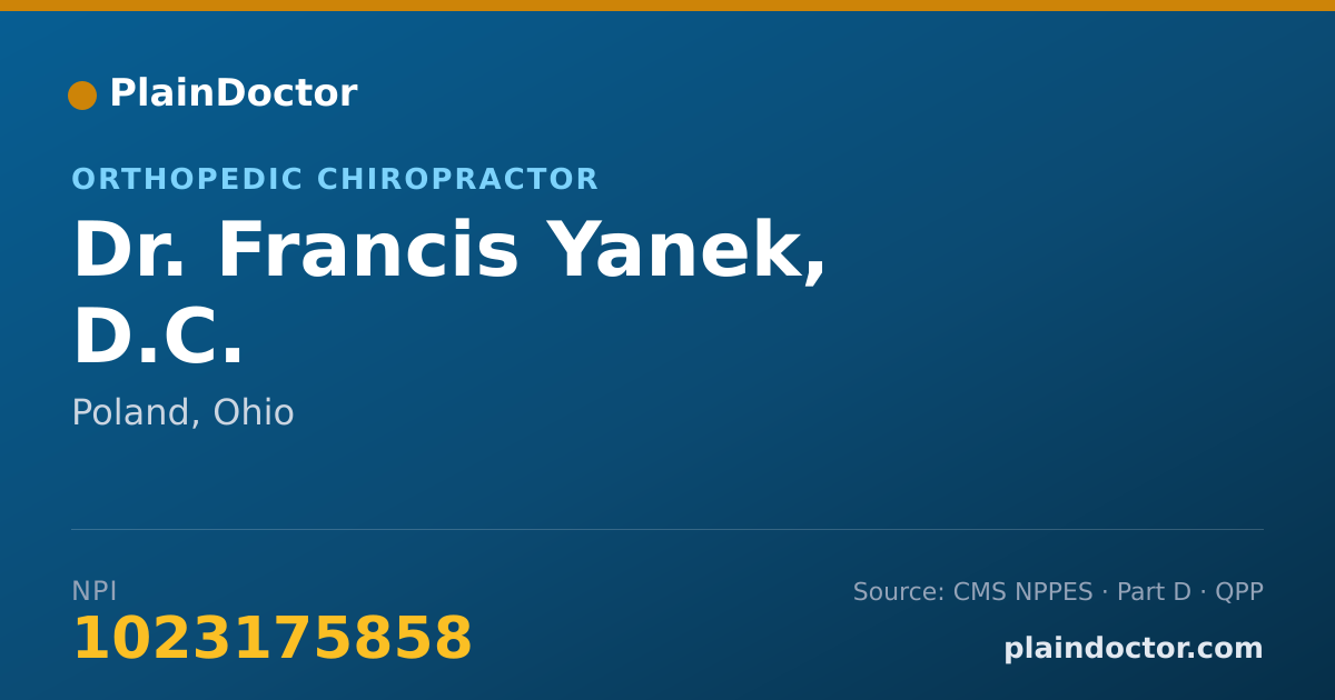 Shareable card for Francis Yanek, D.C. - Orthopedic Chiropractor, Poland, OH
