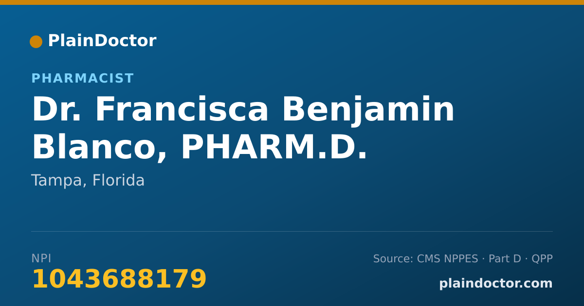 Shareable card for Francisca Benjamin Blanco, PHARM.D. - Pharmacist, Tampa, FL