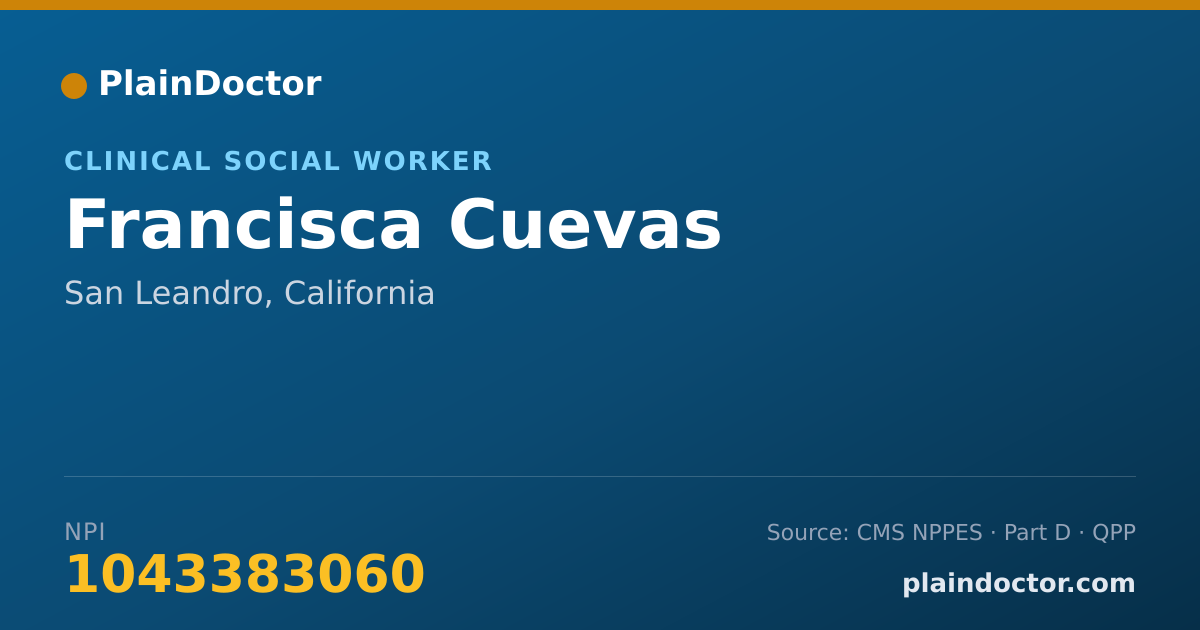 Shareable card for Francisca Cuevas - Clinical Social Worker, San Leandro, CA