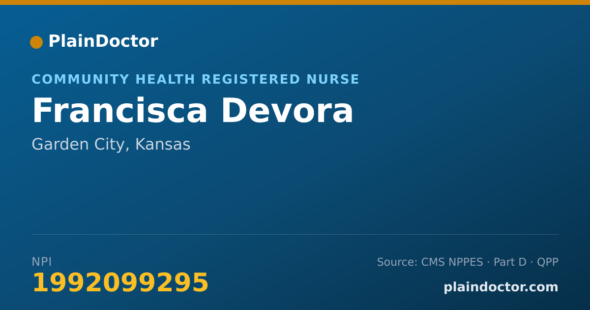 Shareable card for Francisca Devora - Community Health Registered Nurse, Garden City, KS