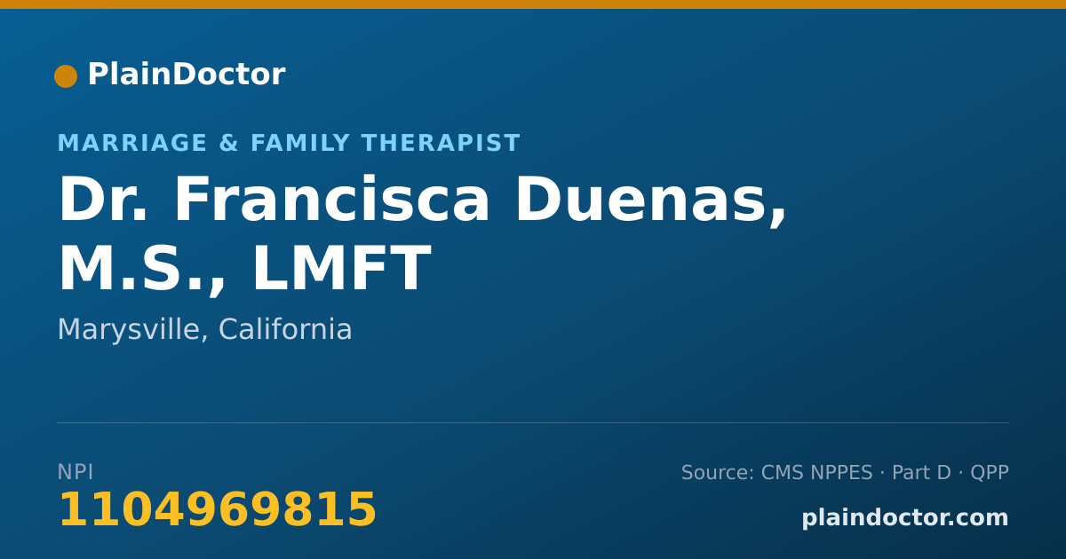 Shareable card for Francisca Duenas, M.S., LMFT - Marriage & Family Therapist, Marysville, CA
