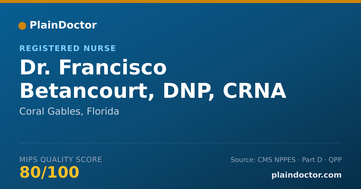 Shareable card for Francisco Betancourt, DNP, CRNA - Registered Nurse, Coral Gables, FL