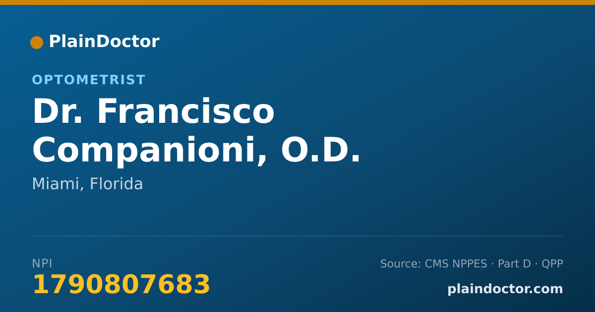 Shareable card for Francisco Companioni, O.D. - Optometrist, Miami, FL