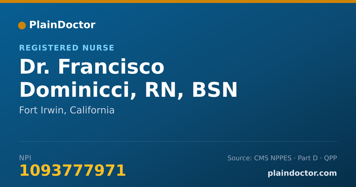 Shareable card for Francisco Dominicci, RN, BSN - Registered Nurse, Fort Irwin, CA