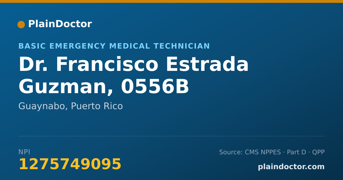 Shareable card for Francisco Estrada Guzman, 0556B - Basic Emergency Medical Technician, Guaynabo, PR