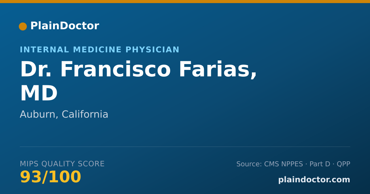 Shareable card for Francisco Farias, MD - Internal Medicine Physician, Auburn, CA