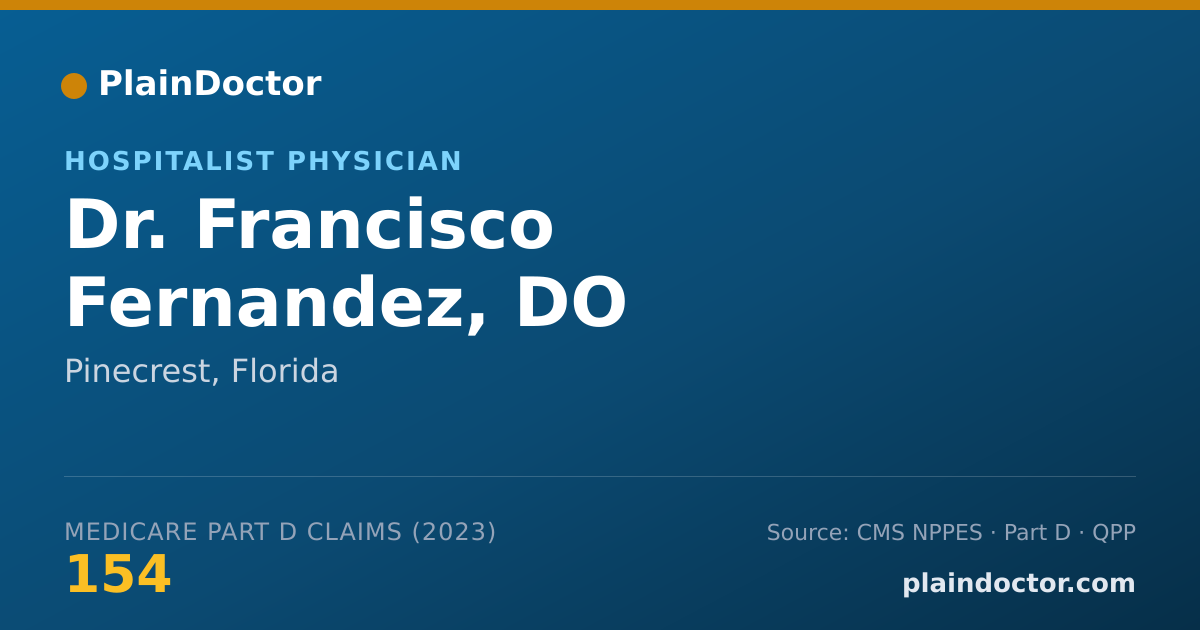 Shareable card for Francisco Fernandez, DO - Hospitalist Physician, Pinecrest, FL