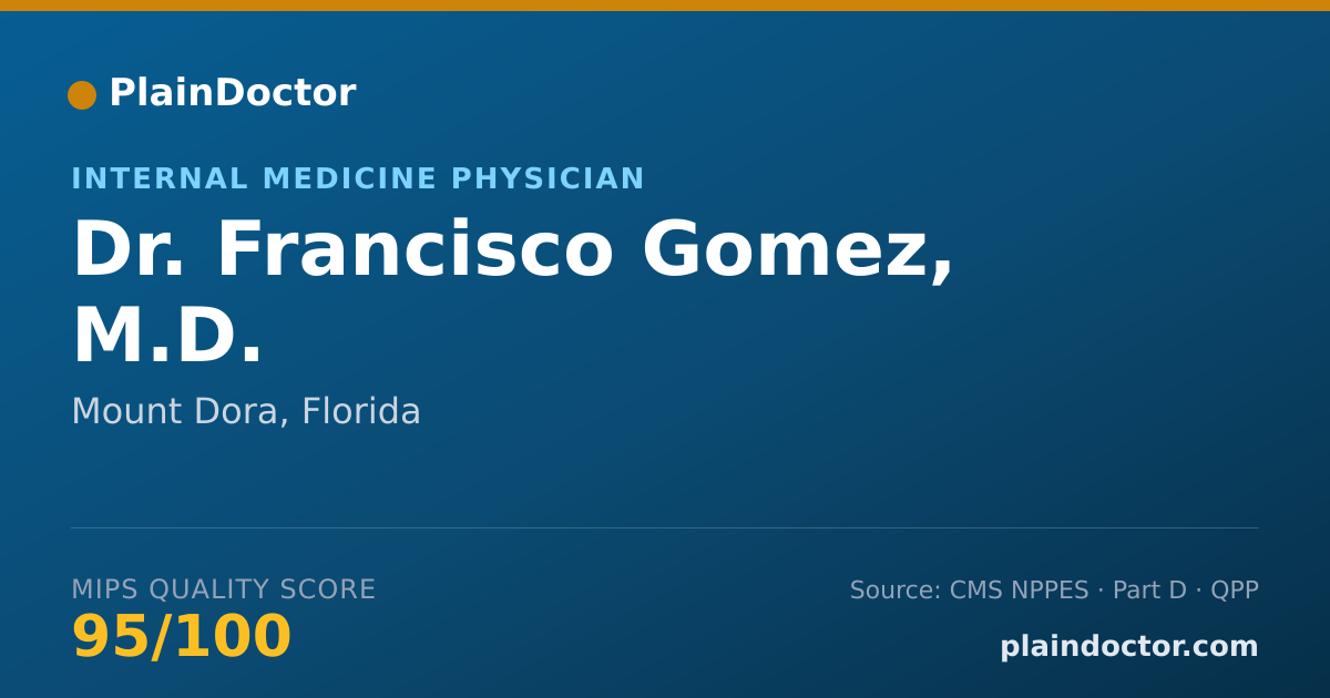 Shareable card for Francisco Gomez, M.D. - Internal Medicine Physician, Mount Dora, FL