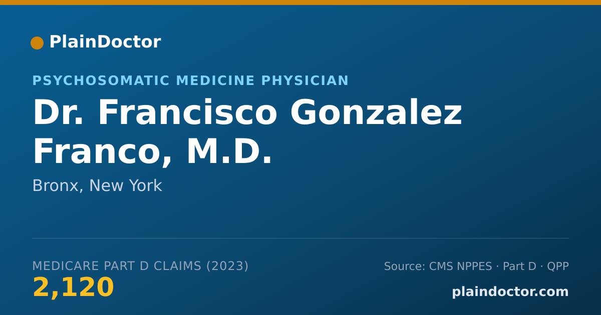 Shareable card for Francisco Gonzalez Franco, M.D. - Psychosomatic Medicine Physician, Bronx, NY