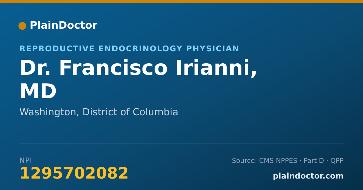Shareable card for Francisco Irianni, MD - Reproductive Endocrinology Physician, Washington, DC