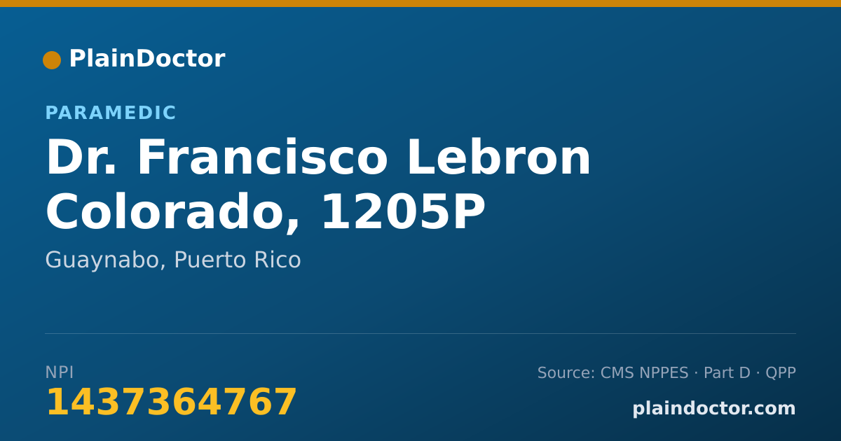 Shareable card for Francisco Lebron Colorado, 1205P - Paramedic, Guaynabo, PR
