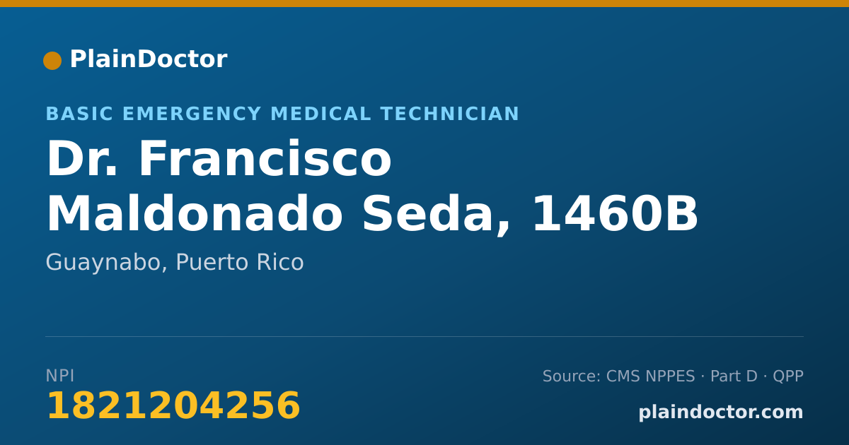 Shareable card for Francisco Maldonado Seda, 1460B - Basic Emergency Medical Technician, Guaynabo, PR