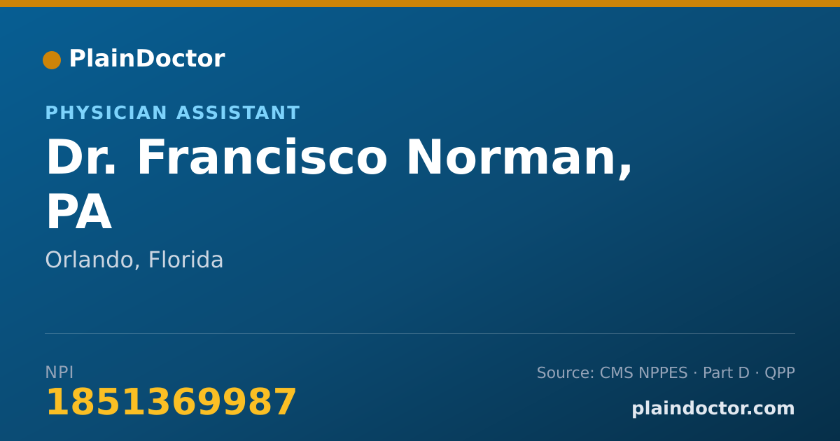 Shareable card for Francisco Norman, PA - Physician Assistant, Orlando, FL