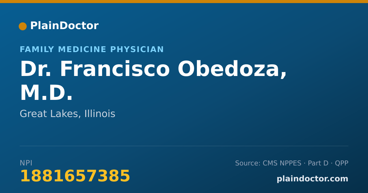 Shareable card for Francisco Obedoza, M.D. - Family Medicine Physician, Great Lakes, IL