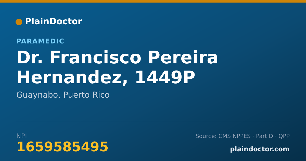 Shareable card for Francisco Pereira Hernandez, 1449P - Paramedic, Guaynabo, PR