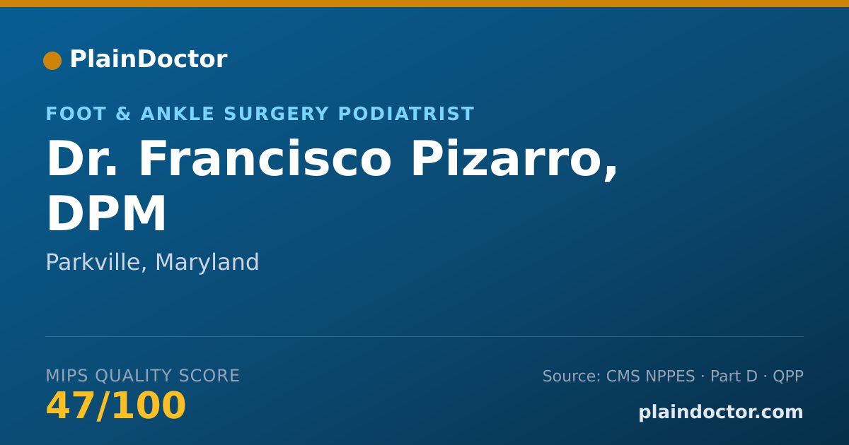 Shareable card for Francisco Pizarro, DPM - Foot & Ankle Surgery Podiatrist, Parkville, MD