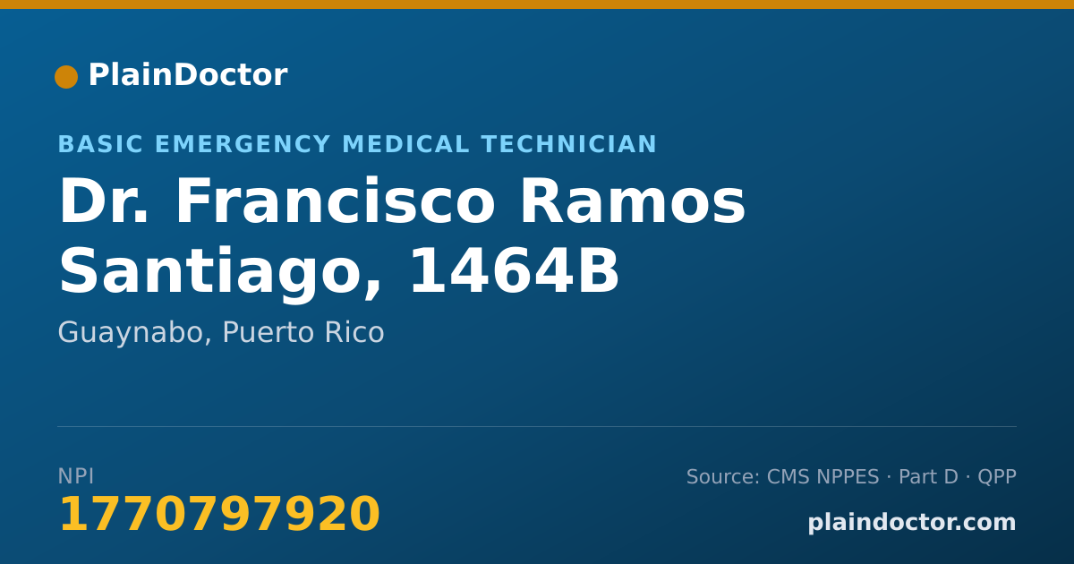 Shareable card for Francisco Ramos Santiago, 1464B - Basic Emergency Medical Technician, Guaynabo, PR