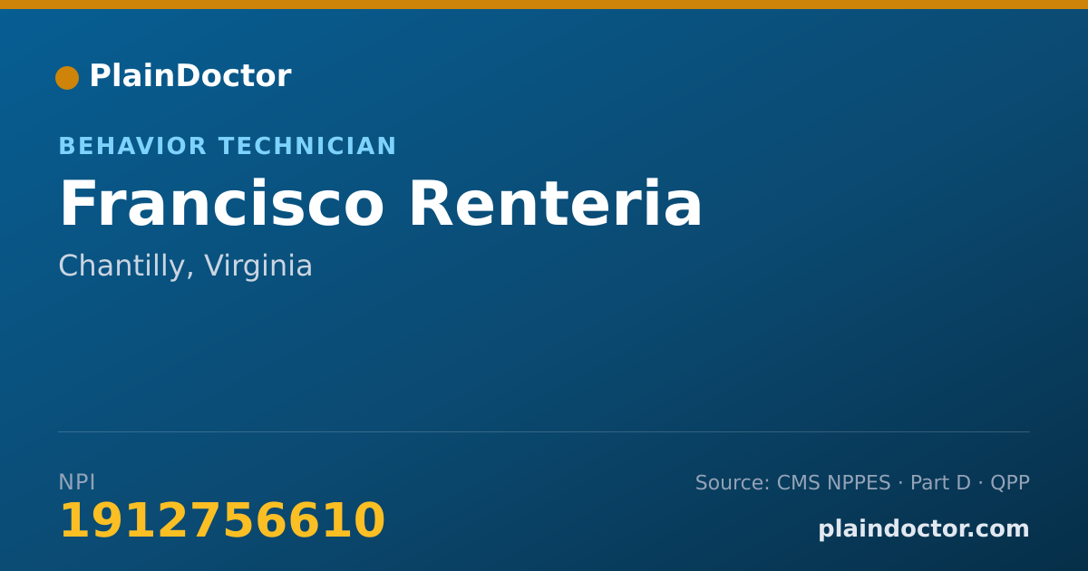 Shareable card for Francisco Renteria - Behavior Technician, Chantilly, VA