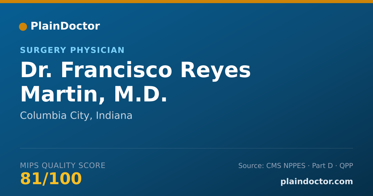 Shareable card for Francisco Reyes Martin, M.D. - Surgery Physician, Columbia City, IN