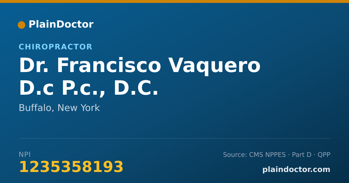 Shareable card for Francisco Vaquero D.c P.c., D.C. - Chiropractor, Buffalo, NY