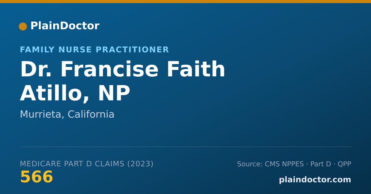 Shareable card for Francise Faith Atillo, NP - Family Nurse Practitioner, Murrieta, CA