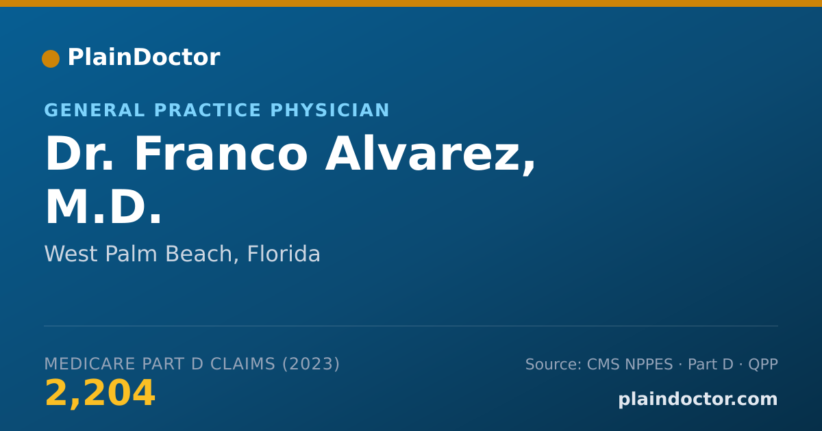 Shareable card for Franco Alvarez, M.D. - General Practice Physician, West Palm Beach, FL