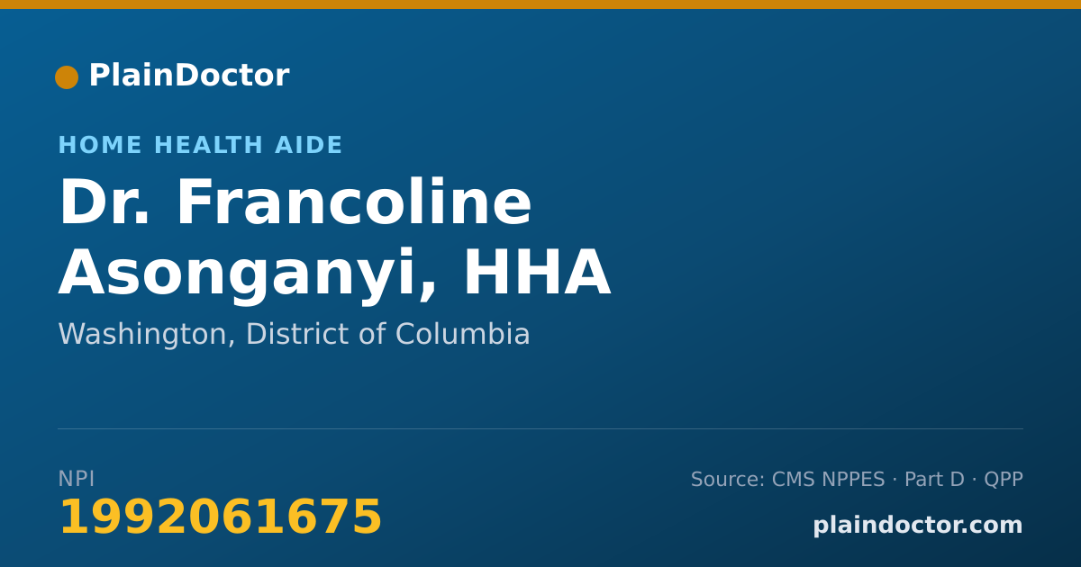 Shareable card for Francoline Asonganyi, HHA - Home Health Aide, Washington, DC