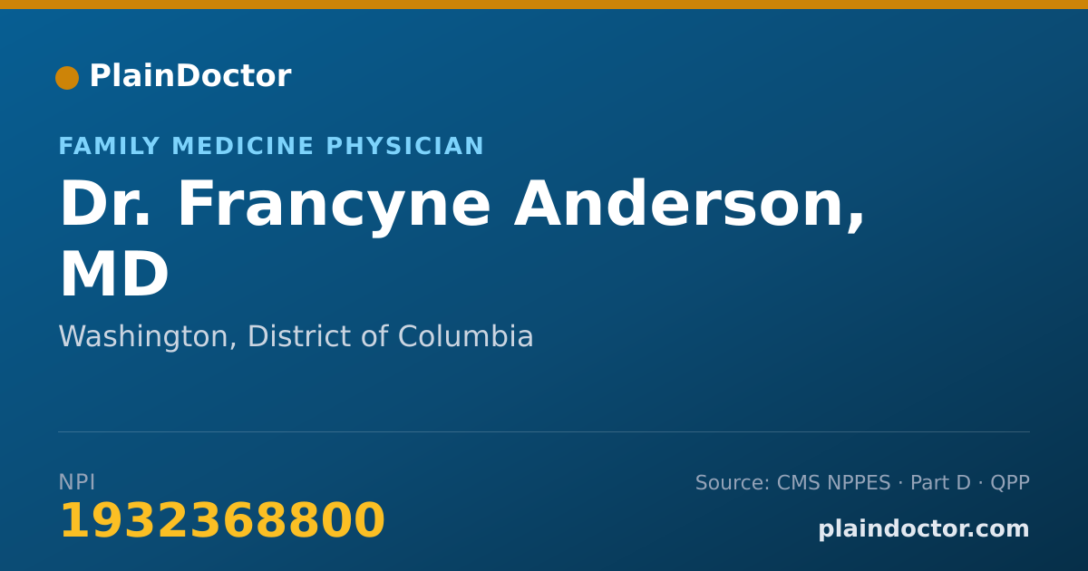 Shareable card for Francyne Anderson, MD - Family Medicine Physician, Washington, DC