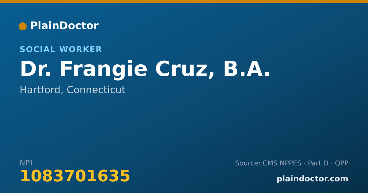 Shareable card for Frangie Cruz, B.A. - Social Worker, Hartford, CT