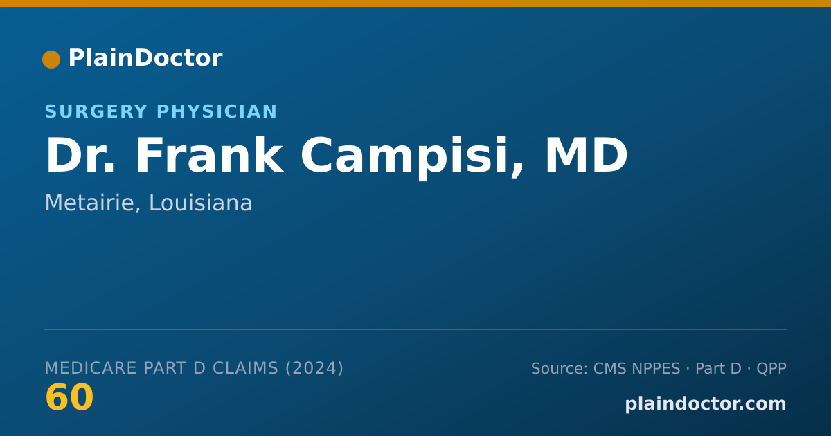 Shareable card for Frank Campisi, MD - Surgery Physician, Metairie, LA