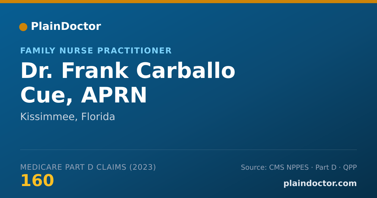 Shareable card for Frank Carballo Cue, APRN - Family Nurse Practitioner, Kissimmee, FL